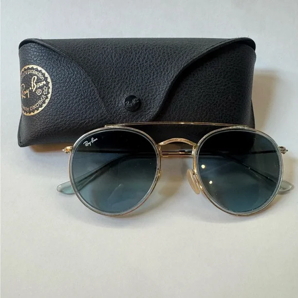 Ray-Ban Round Double Bridge Sunglasses with Black Case display picture 1